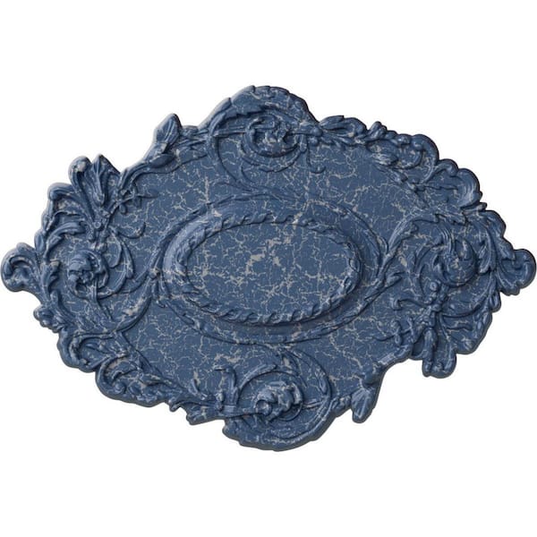 Ekena Millwork 30-3/8 in. W x 20-3/4 in. H x 1 in. Kinsley Flowing Leaf Urethane Ceiling Medallion, Americana Crackle