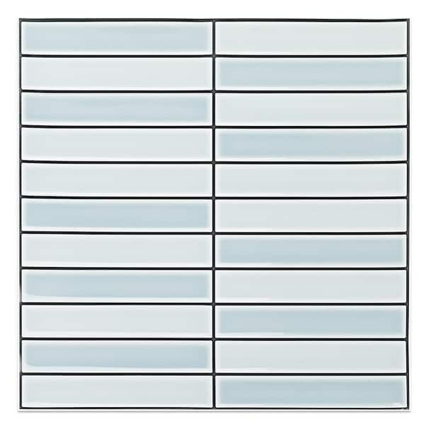 10 in. x 10 in. x 0.04 in. Vinyl Peel and Stick Backsplash Tile, Decorative Wall Tile Backsplash in Light Blue (10-Pack)