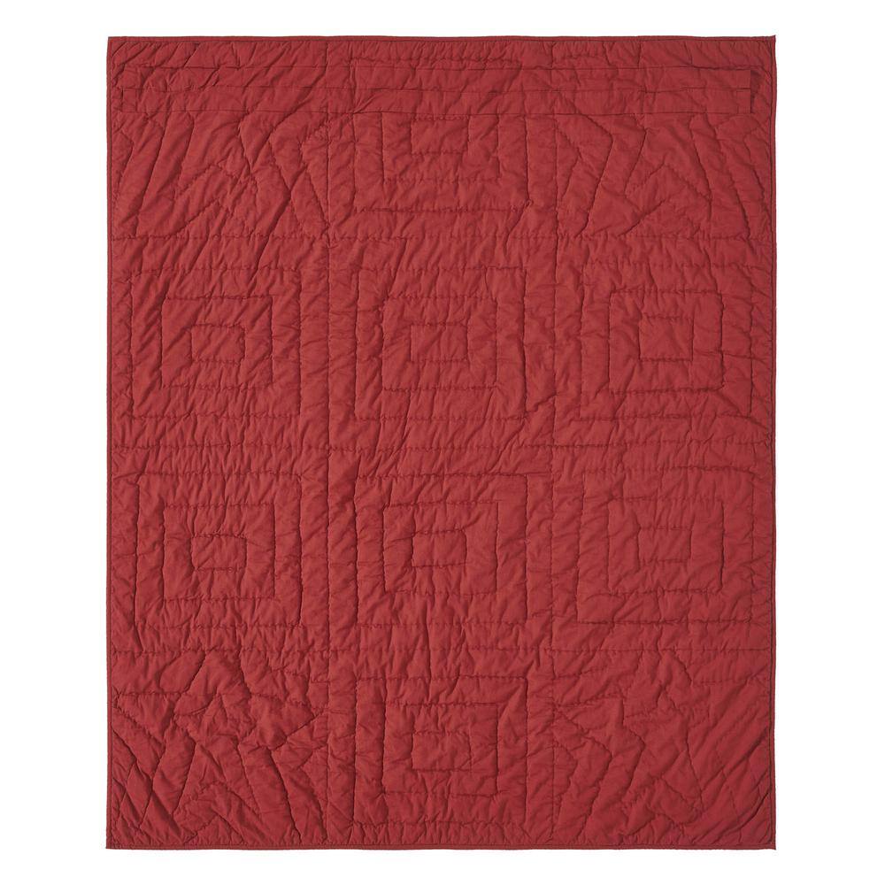 Connell Burgundy Cotton Patchwork Quilted Throw Blanket