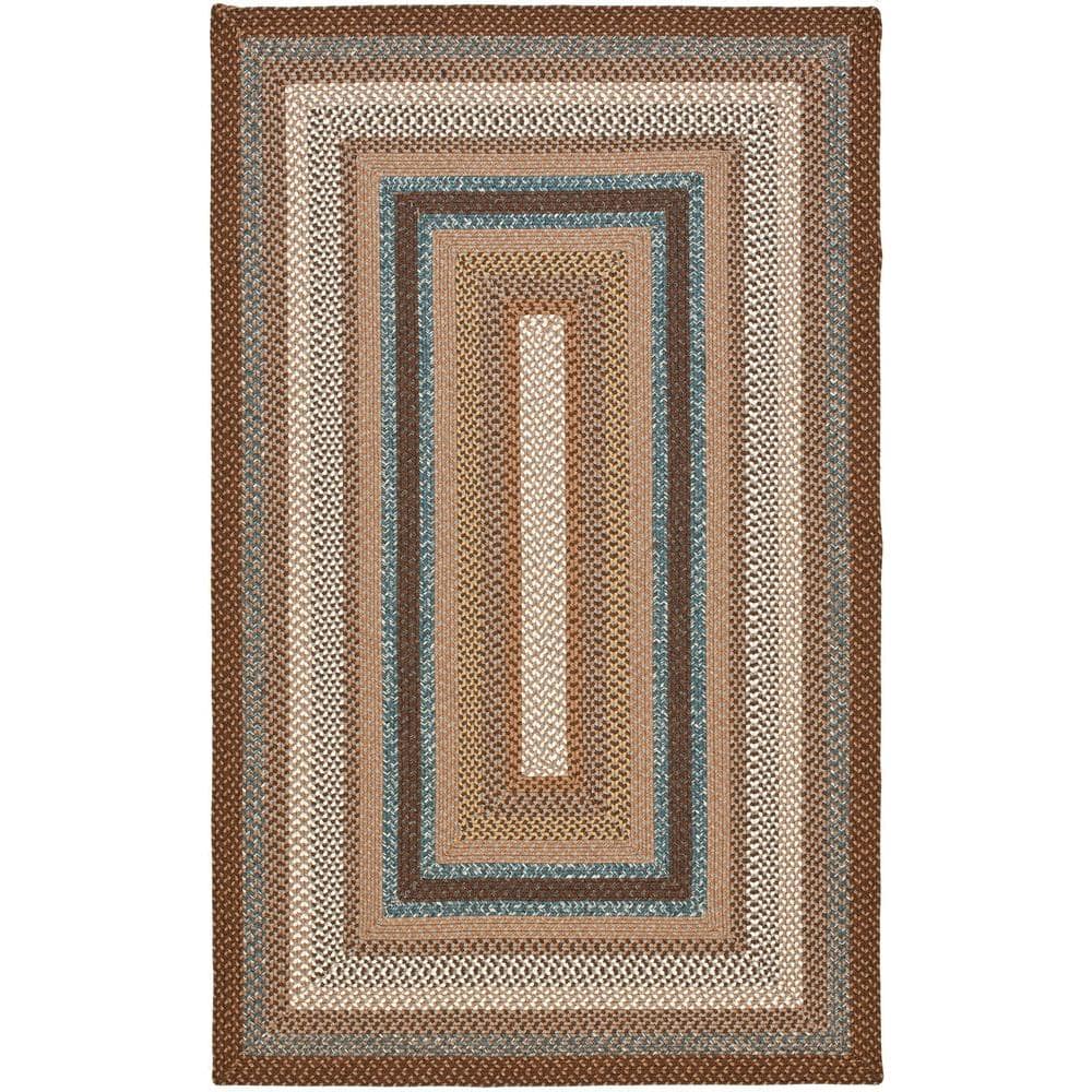 SAFAVIEH Braided Brown/Multi 5 ft. x 8 ft. Border Area Rug BRD313A-5 - The  Home Depot