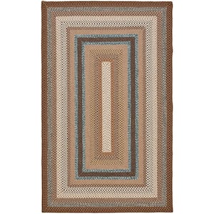 Braided Brown/Multi 5 ft. x 8 ft. Border Area Rug
