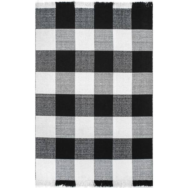 Buffalo Check Black and White Size Extra-Large Rocking Chair Cushions -  Latex