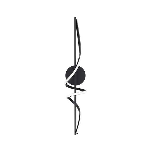 Corkscrew 34 in. 1-Light Black Integrated LED Vanity Light/Wall Sconce with Selectable 4CCT 2700K-3000K-3500K-4000K