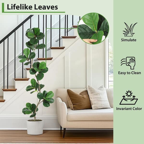 Garvee 6 ft. Artificial Fiddle Leaf Fig Tree with Black Nursery