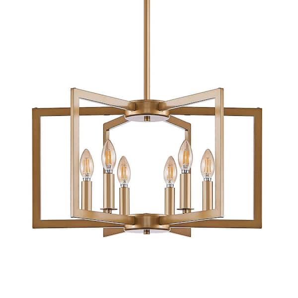 Pudo 21.7 in. 6-Light Gold Geometric ...