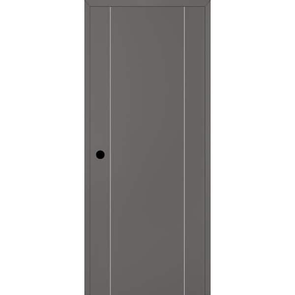 Optima 2U DIY-Friendly 32 in. x 80 in. Right Hand Gray Matte Solid Composite Core Wood Single Prehung Interior Door