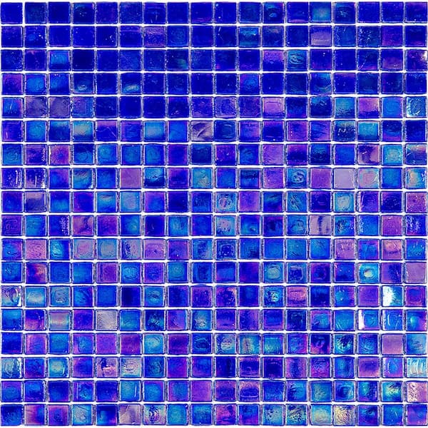 Apollo Tile Skosh 4" x 6" Glossy Shimmer Cobalt Blue Glass Mosaic Uniform square Wall & Floor Sample Tile 0.13 sq. ft./Piece 1-Pack