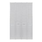 Pinecroft 64 In. X 80 In. Seabrooke Louver Over Panel White Hollow Core ...