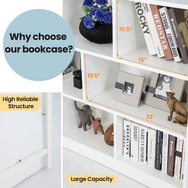 Costway 3-tier Open Bookcase 8-Cube Floor Standing Storage