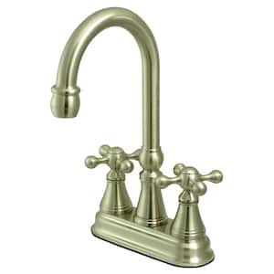 Governor 2-Handle Deck Mount Gooseneck Bar Prep Faucets in Brushed Nickel