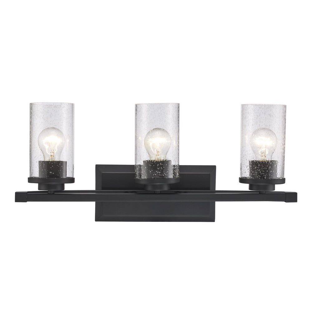 Hampton Bay Timpie 22 in. 3Light Matte Black Bathroom Vanity Light