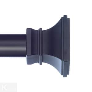 120 in. Single Curtain Rod in Black with Finial