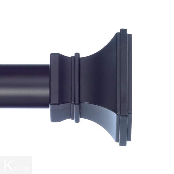 Art Decor 28 - 48 in. Telescoping Single Curtain Rod Kit in Black with Versailles Finials