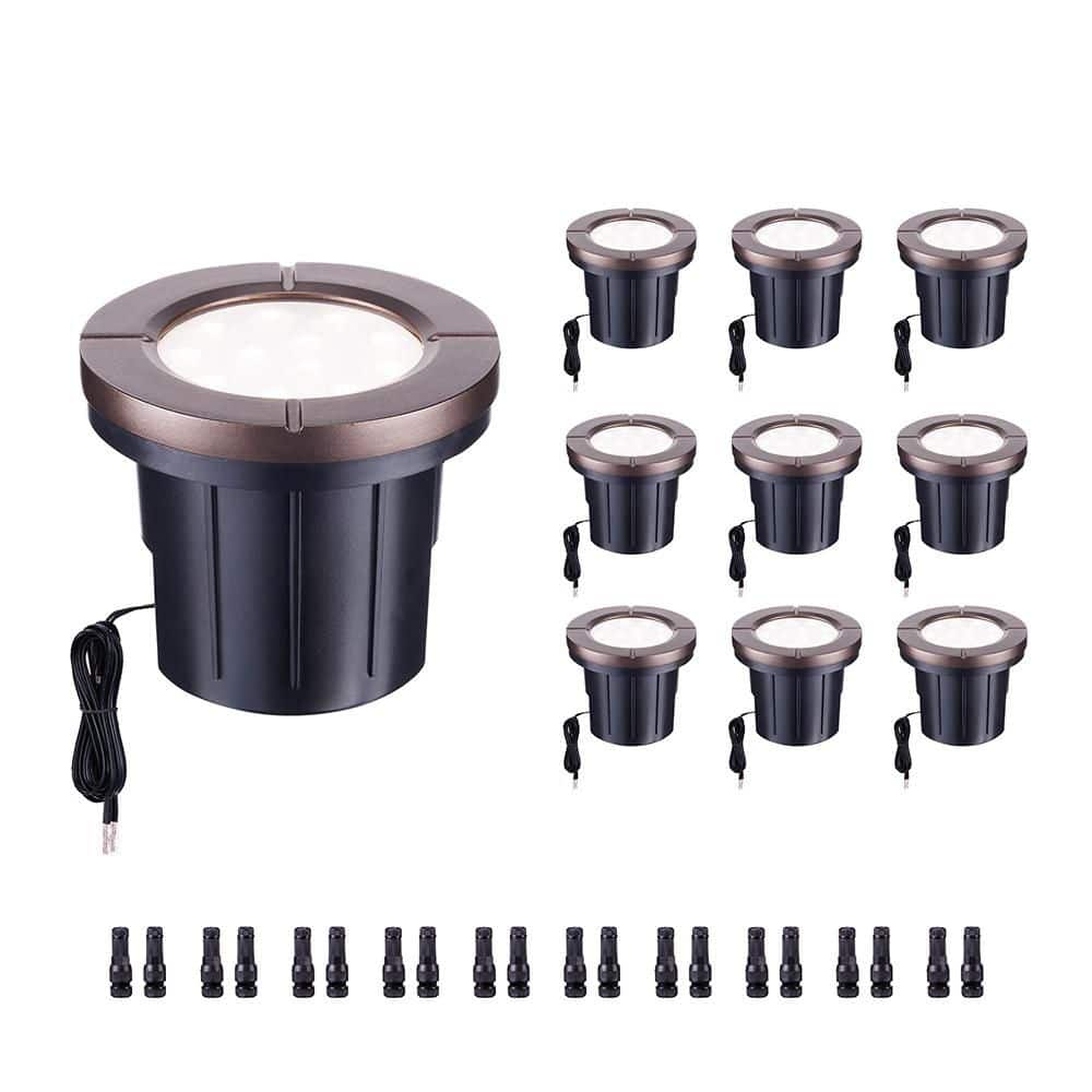 6W 12V Black Low Voltage LED 4 in. Wired Ground Uplight, IP67 WP