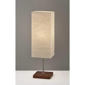 Charlie 26 in. Silver Integrated LED No Design Interior Lighting for Living Room with Beige Paper Shade
