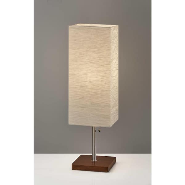 HomeRoots Charlie 26 in. Silver Integrated LED No Design Interior Lighting for Living Room with Beige Paper Shade