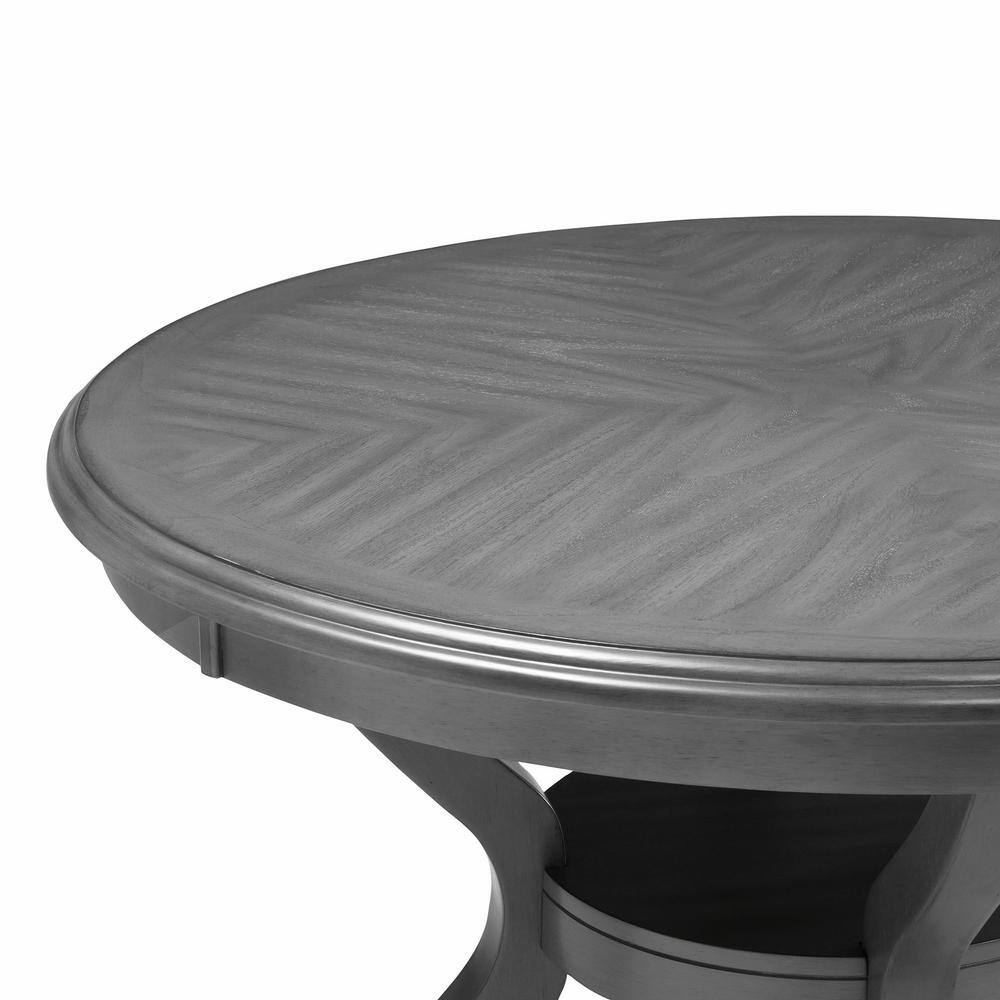 Gray Round Solid Wood Dining Set with Cushioned Chairs