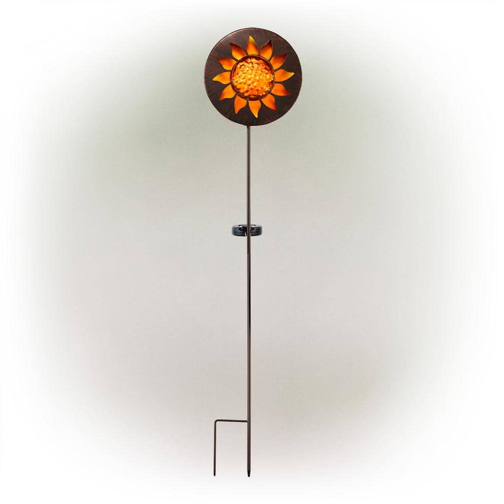 40 in. Tall Outdoor Solar Powered Garden Stake Sunflower Design with LED Li