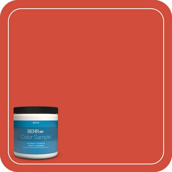 BEHR PREMIUM PLUS 8 oz. #S-G-190 Red Hot Satin Enamel Interior/Exterior Paint & Primer Color Sample