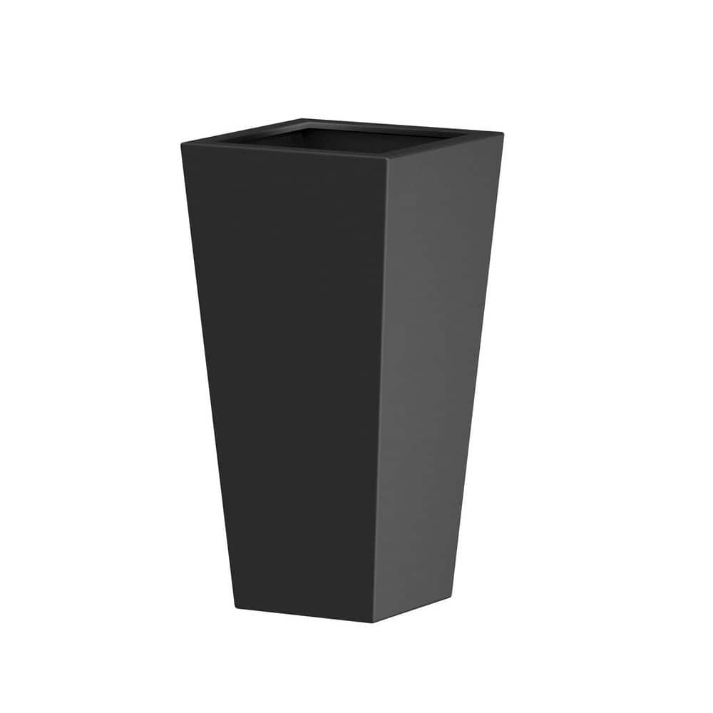 Sudzendf 15 in. L x 15 in. W x 30 in. H Black Metal Tapered Planter ...