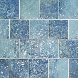 Adelaide Sky 6 in. x 6 in. Glossy Porcelain Stone Look Wall Tile (5.68 sq. ft./Case)