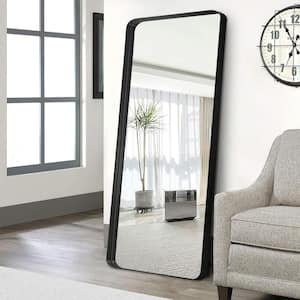 Modern Rectangle 32 in. W x 71 in. H Aluminium Alloy Deep Framed Full Length Mirror With Rounded Corner In Black