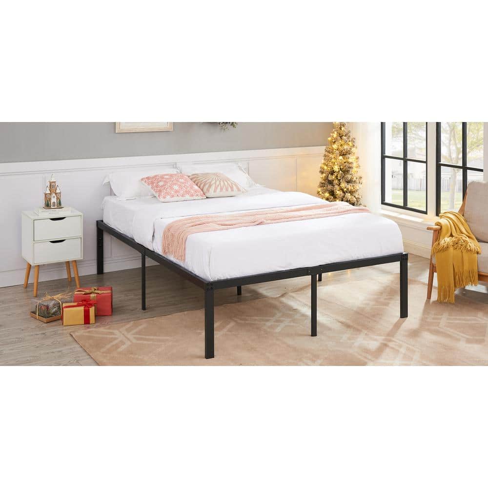 Bed Frames Black Metal Frame Full Platform Bed with Steel Slat，No Box Spring Needed, 14.4 Inch Platform Bed, Size 2 - thumbnail 10