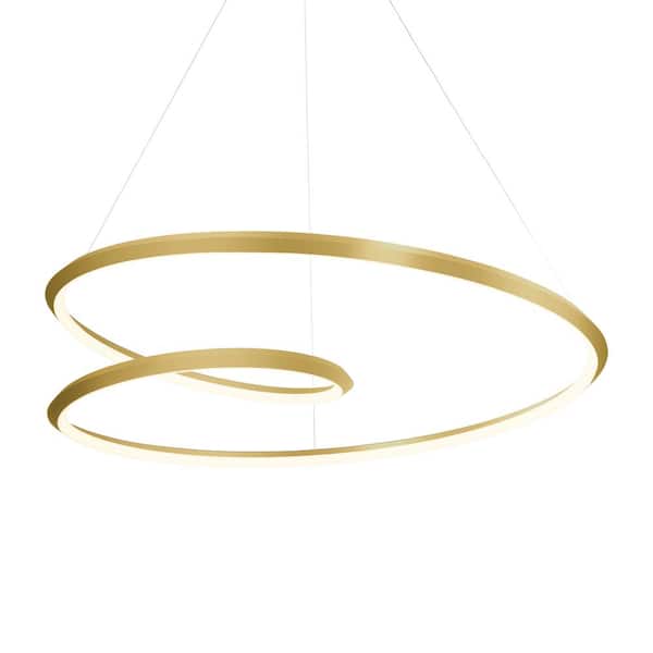 KUZCO Ampersand 39 in. 1 Light 94-Watt Brushed Gold Integrated LED Pendant Light