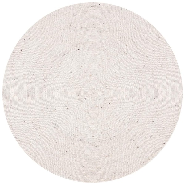SAFAVIEH Braided Beige 7 ft. x 7 ft. Round Speckled Solid Color Area Rug