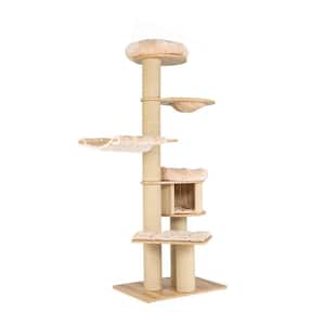 75 in. Super High Modern Cat Tree Tower with Scratch Posts and Washable Mats