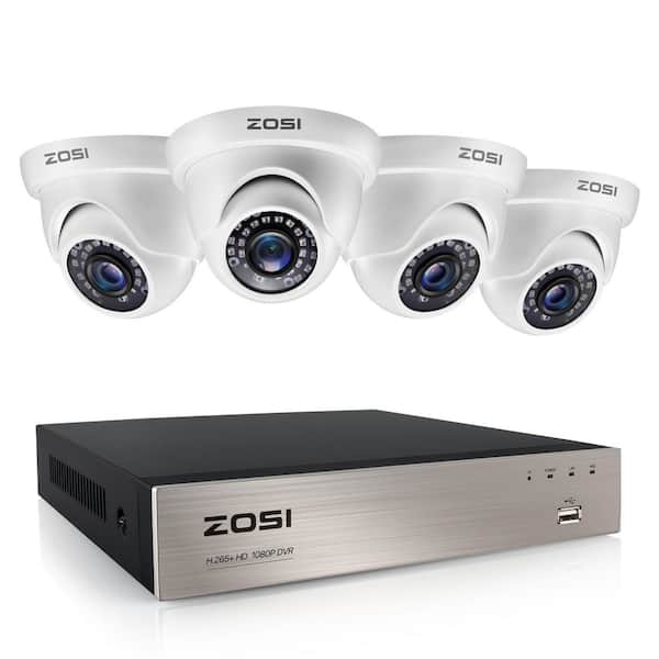8-Channel H.265+ 5MP-Lite DVR Security Camera System with 4-Wired 1080p Dome Cameras, Surveillance System