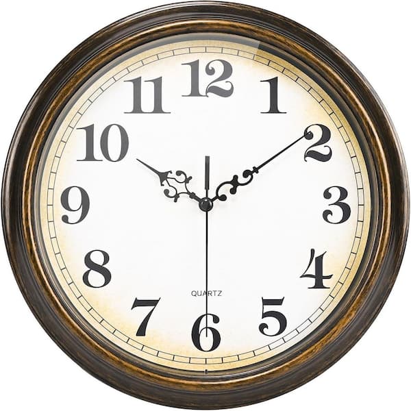 12 in. Vintage Bronze Analog Plastic Wall Clock YYD6-078 - The
