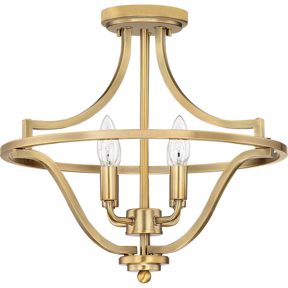 Harvel 16" Weathered Brass Semi-Flush Mount Ceiling Light