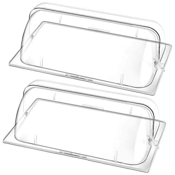 2 Pcs Clear Plastic Roll Top Chafing Dish Cover for Full Size Buffet Food Pan 21 x 13 x 6.7 Inches