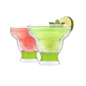 12 oz. Green Freeze Stemless Margarita Glass Insulated Gel Chiller, Double Wall Froz.en Cocktail Cups (Set of 2)