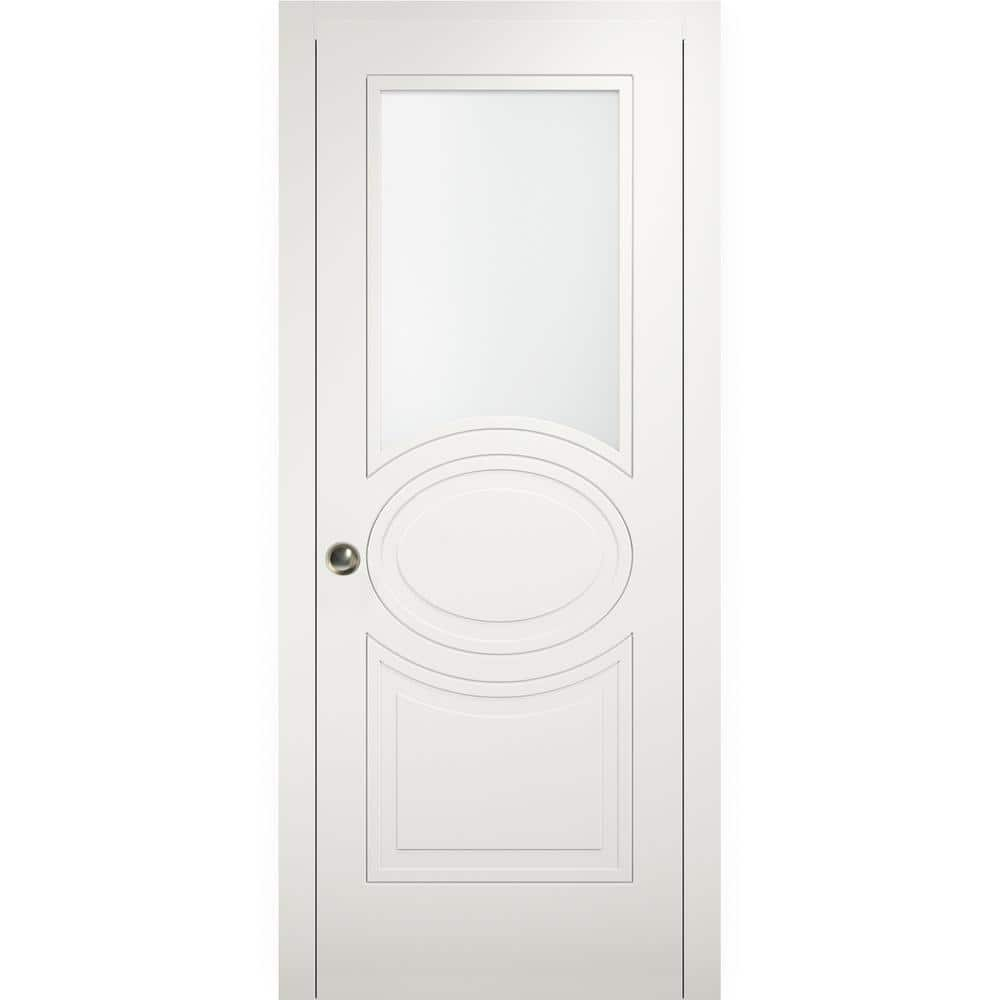 VDOMDOORS 7012 24 In X 96 In White Finished MDF Sliding Door With   White Vdomdoors Sliding Doors Mela7012pd Ws 2496 64 1000 