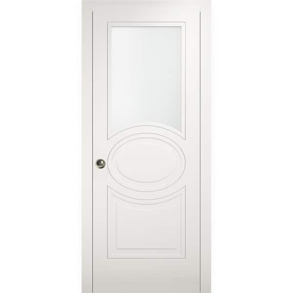 VDOMDOORS 7012 32 in. x 80 in. White Finished MDF Sliding Door with Pocket Hardware