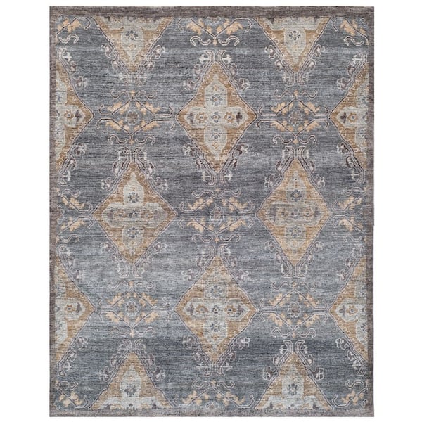 SAFAVIEH Izmir Charcoal/Taupe 9 ft. x 12 ft. Medallion Border Area Rug IZM124A9 The Home Depot