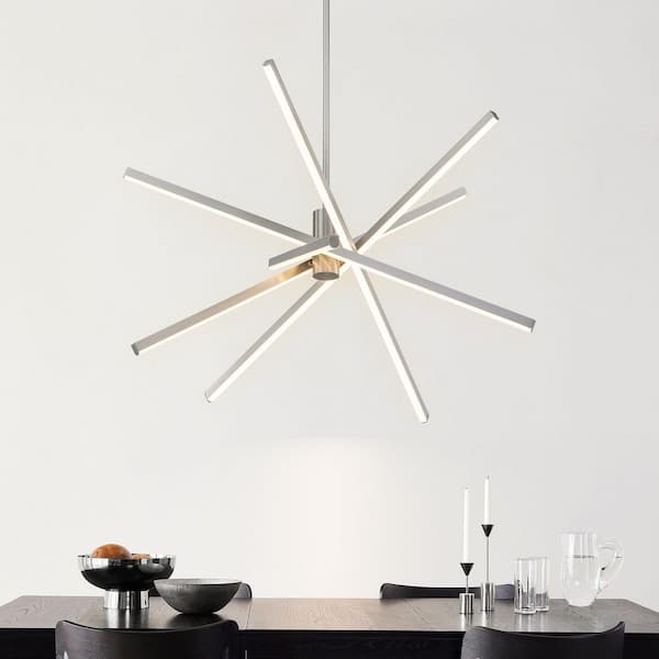 Helen 45-Watt 5-Light Modern Nickel Sputnik Linear Pendant Lights Integrated LED Kitchen Island Lighting