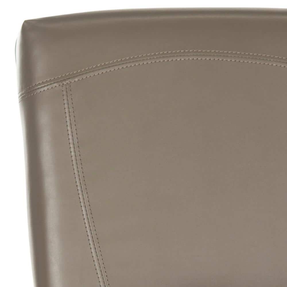 Clay Gray Leather and Wood Transitional Bar Stool