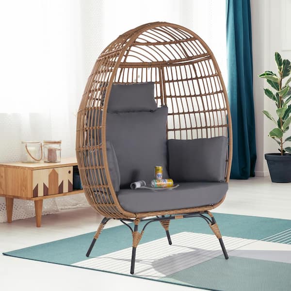 BFB Outdoor Oversized Brown Rattan Egg Chair Indoor Outdoor Chair