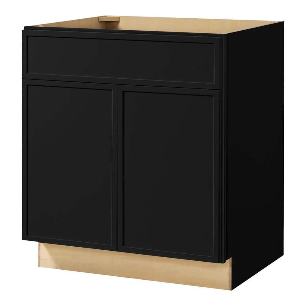 Leyton 30 in. W x 24 in. D x 34.5 in. H Ready to Assemble Plywood Slim Shaker Base Kitchen Cabinet in Raven Black price history on PriceWatchPro