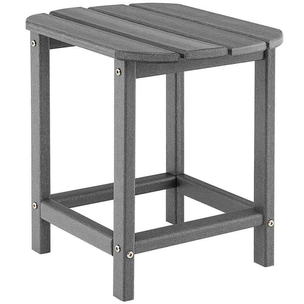 18 Inch Outdoor Plastic Rectangular Side Table, Gray