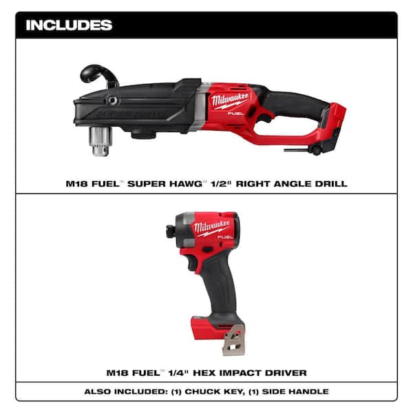 M18 FUEL 18V Lithium-Ion Brushless Cordless GEN 2 SUPER HAWG 1/2 in. Right Angle Drill w/ Impact Driver