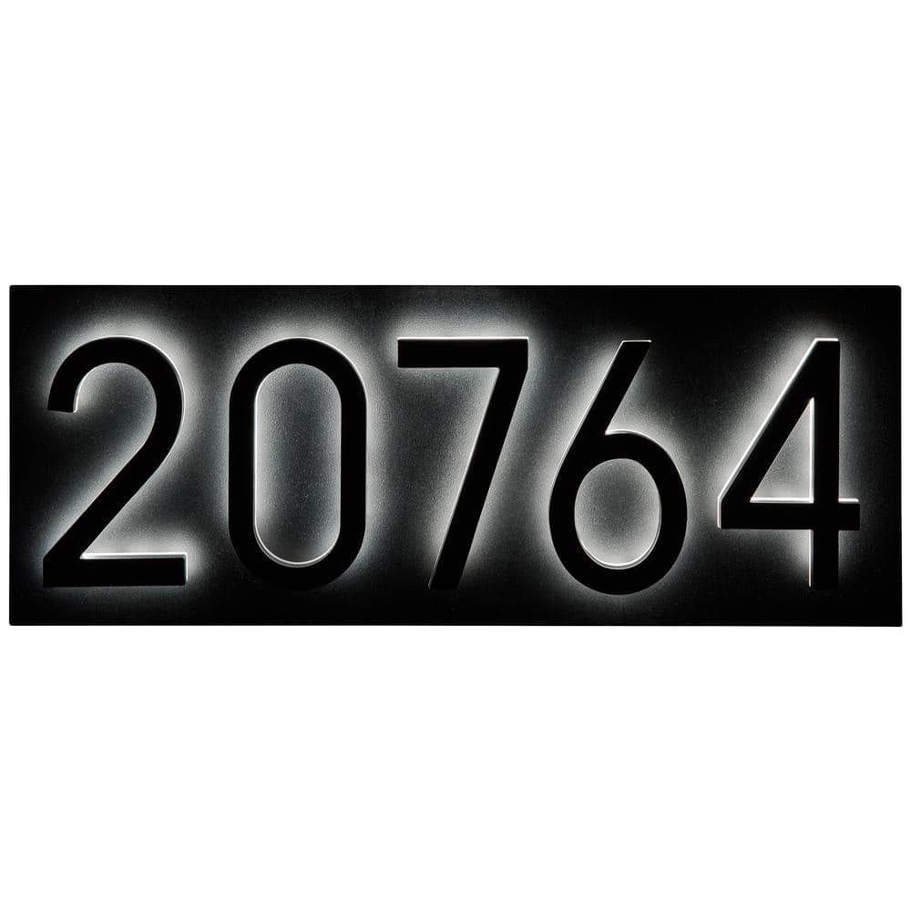 Large Black Steel Floating Address Plaque with Light Sensor