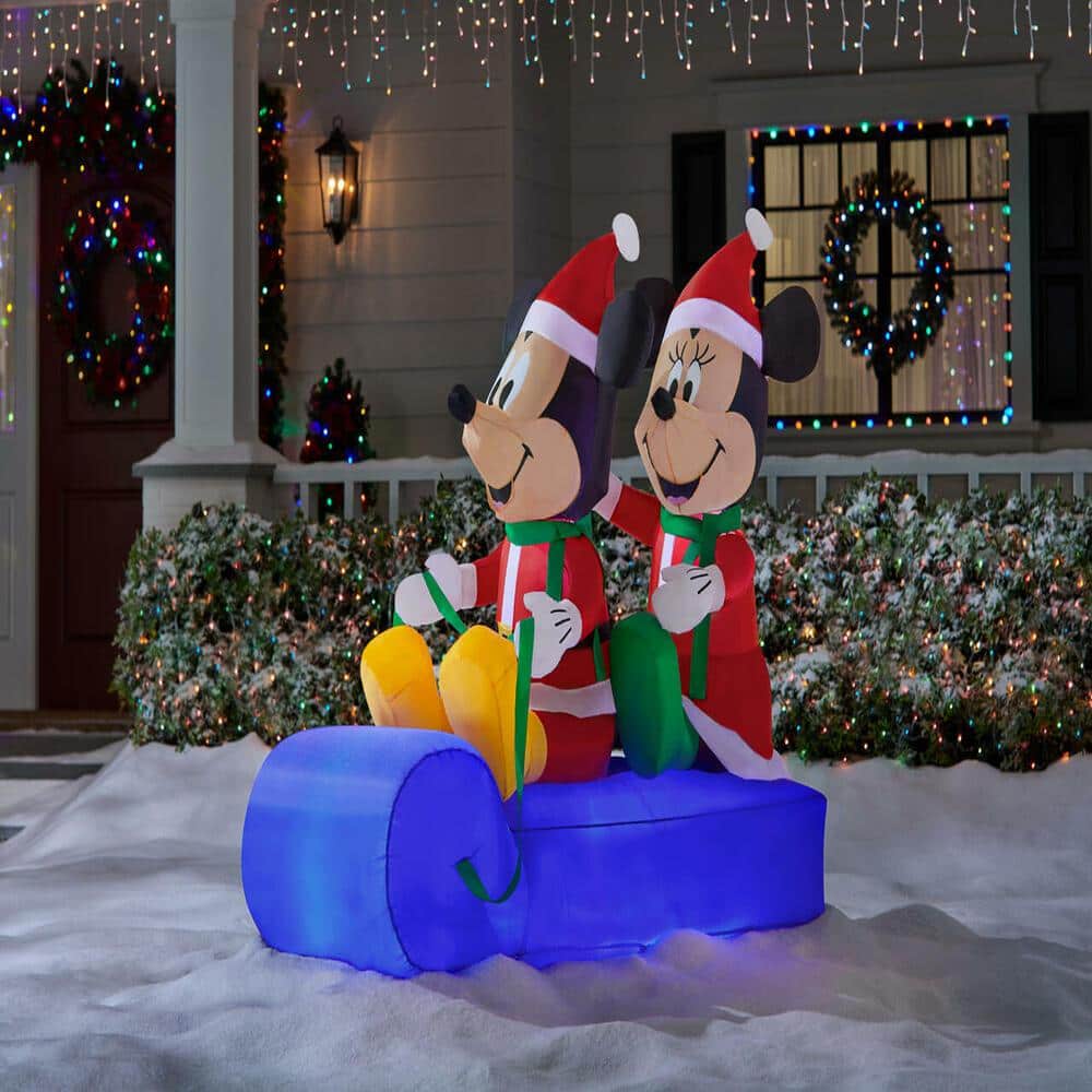 Buy 5 ft Mickey and Minnie Sledding Holiday Inflatable Online at Lowest