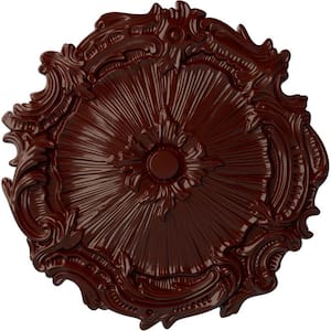 16-3/4" x 1-3/8" Plymouth Urethane Ceiling Medallion (Fits Canopies upto 1-5/8"), Brushed Mahogany