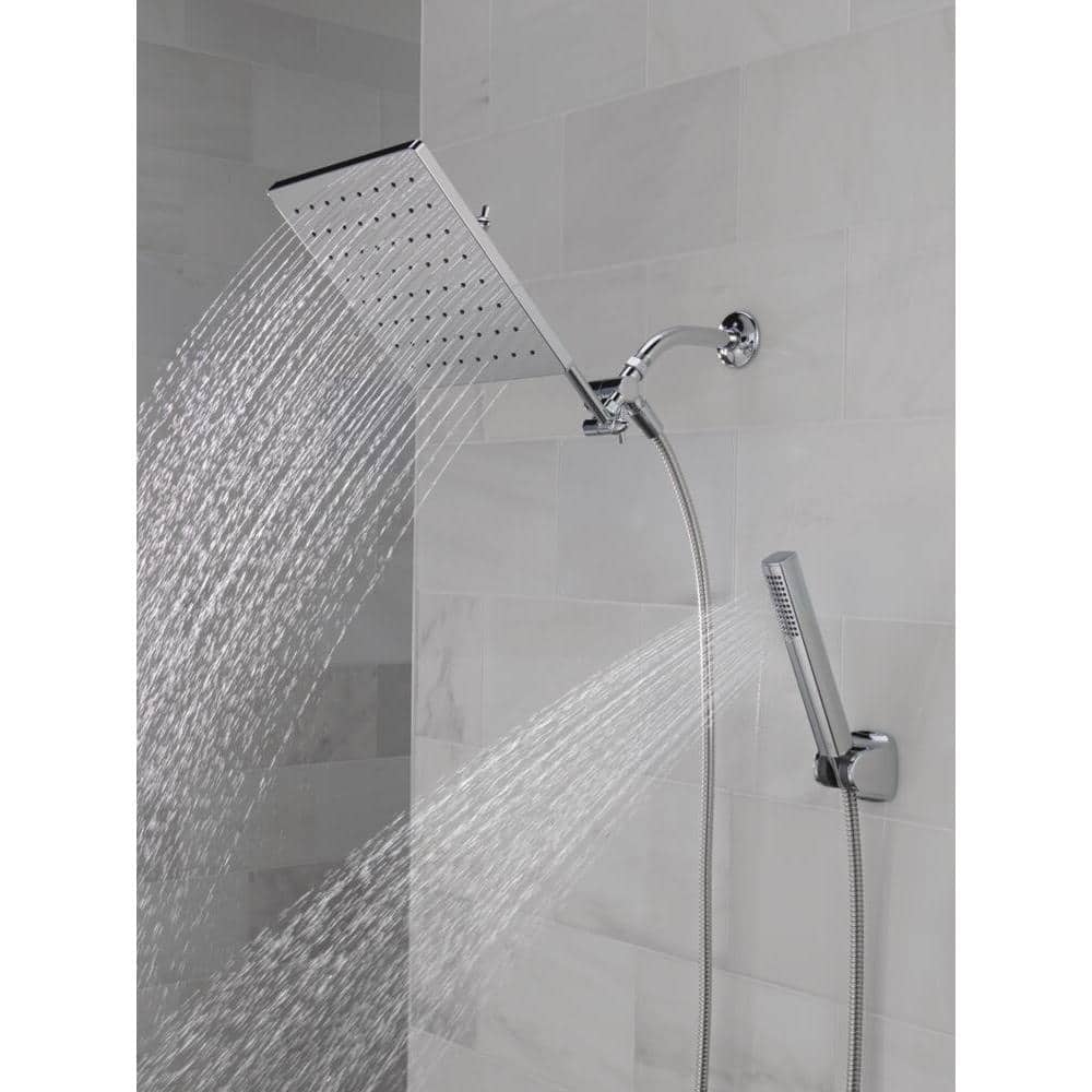 Chrome 10-inch Square Raincan Shower Head and Handheld Combo