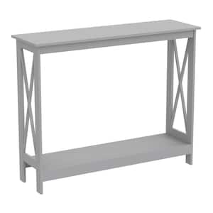 Safdie and Co. 39.5 in. Light Grey Rectangle Wood Console Table with-Shelves
