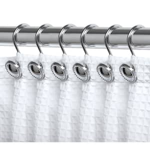 Shower Rings Hooks, Rustproof Zinc Shower Curtain Hooks Rings in Chrome (Set of 12)